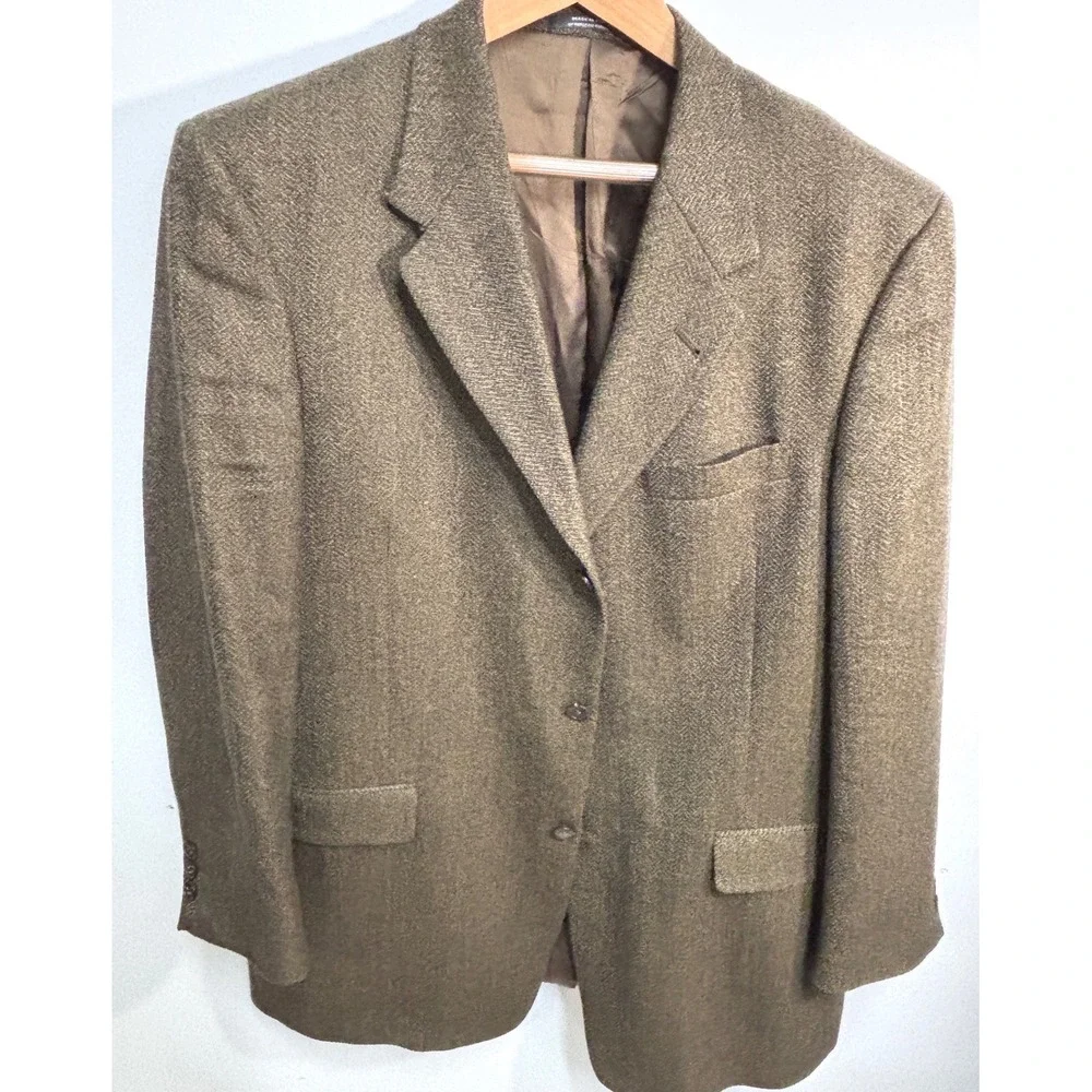 Hart Schaffner Marx Comfort Parisian Brown Wool Blazer Sport Coat 44L USA Made